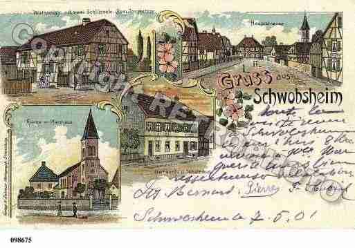 Ville de SCHWOBSHEIM, carte postale ancienne