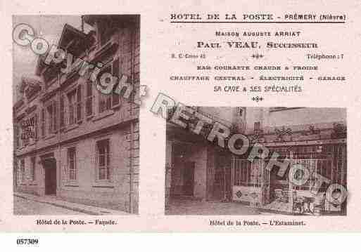 Ville de PREMERY, carte postale ancienne