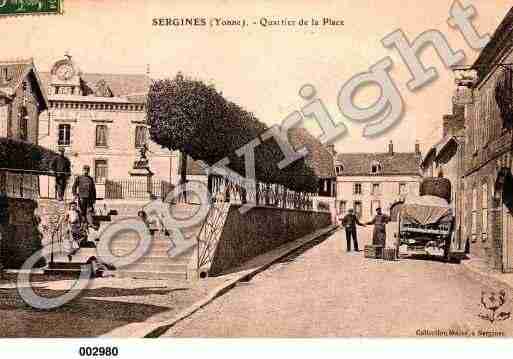 Ville de SERGINES, carte postale ancienne
