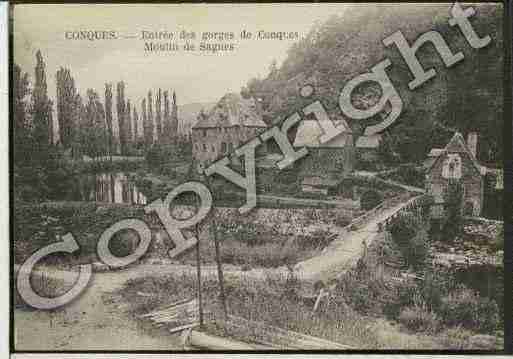 Ville de CONQUES, carte postale ancienne