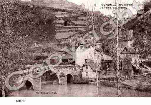 Ville de CONQUES, carte postale ancienne