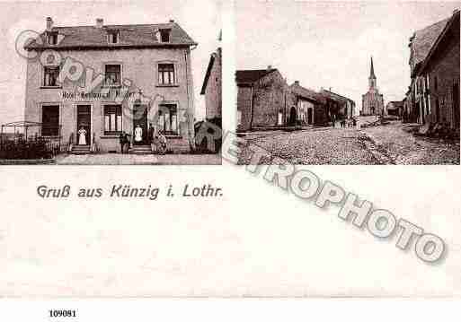 Ville de KUNTZIG, carte postale ancienne