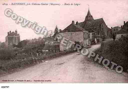 Ville de BAZOUGES, carte postale ancienne