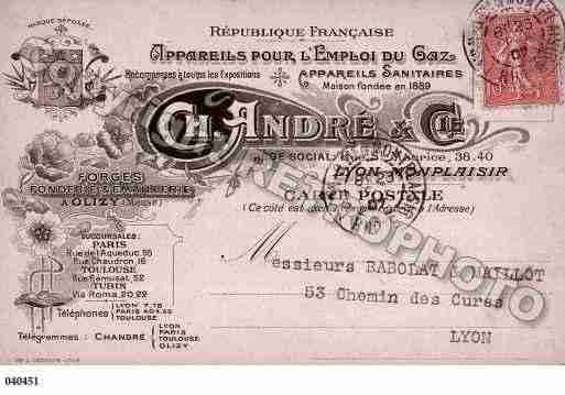 Ville de OLIZYSURCHIERS, carte postale ancienne