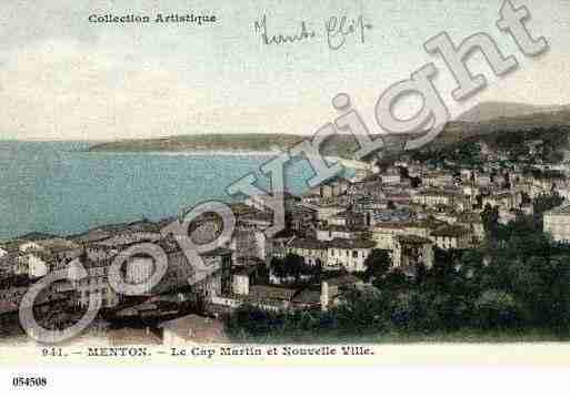 Ville de MENTON, carte postale ancienne