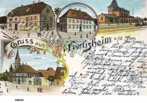Ville de HERRLISHEIM, carte postale ancienne