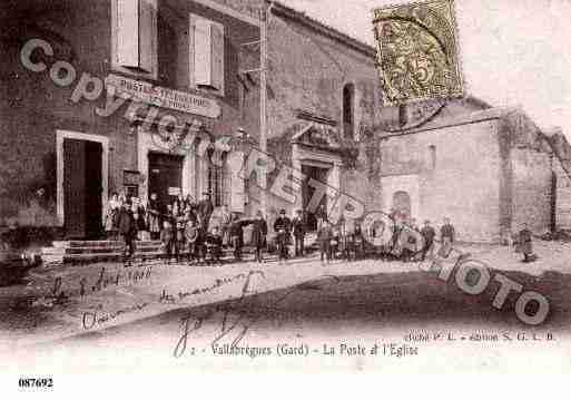 Ville de VALLABREGUES, carte postale ancienne