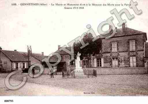 Ville de GENNETINES, carte postale ancienne