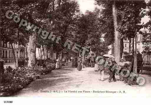 Ville de TOURS, carte postale ancienne