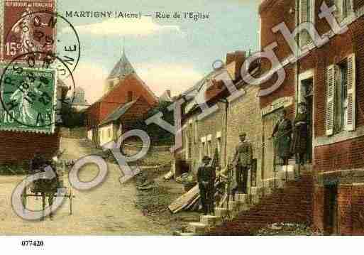 Ville de MARTIGNYCOURPIERES, carte postale ancienne