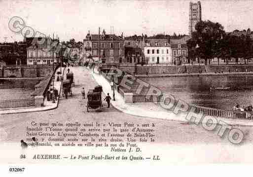 Ville de AUXERRE, carte postale ancienne