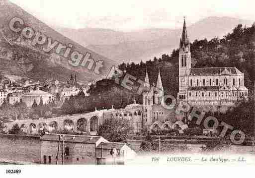 Ville de LOURDES, carte postale ancienne