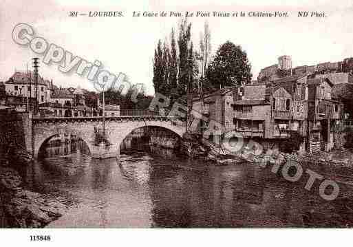 Ville de LOURDES, carte postale ancienne