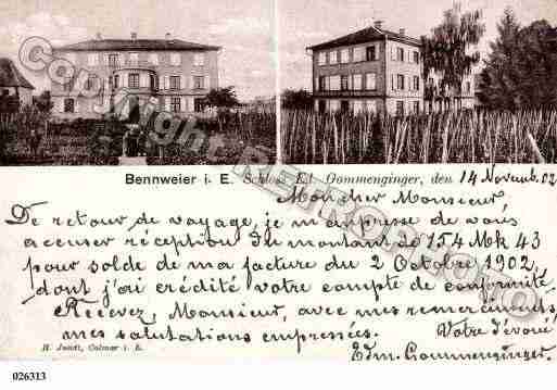 Ville de BENNWIHR, carte postale ancienne