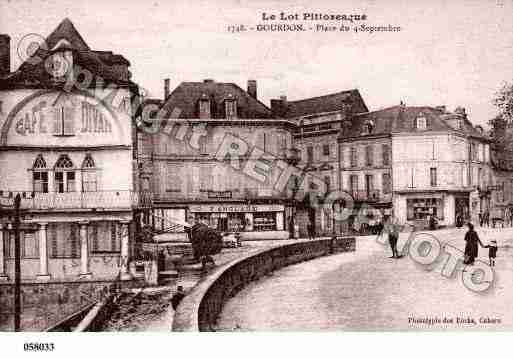Ville de GOURDON, carte postale ancienne