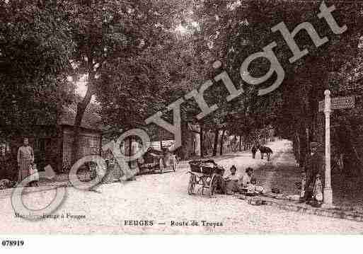 Ville de FEUGES, carte postale ancienne