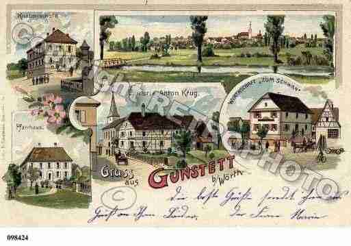 Ville de GUNSTETT, carte postale ancienne