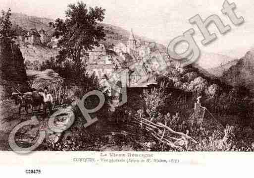 Ville de CONQUES, carte postale ancienne