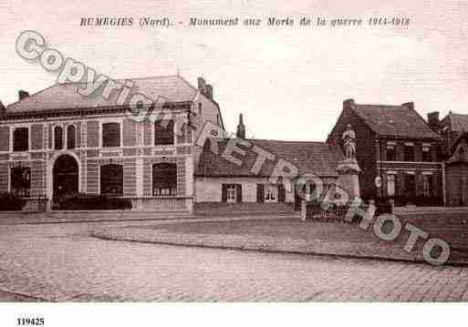 Ville de RUMEGIES, carte postale ancienne