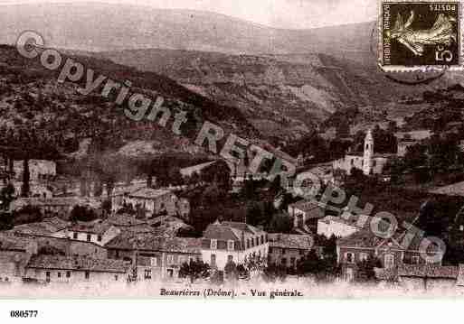 Ville de BEAURIERES, carte postale ancienne